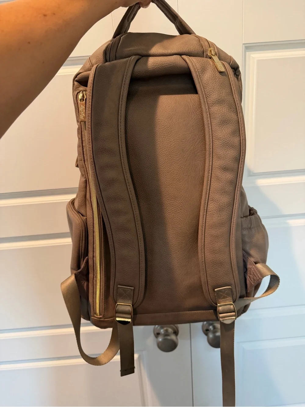 ITZY RITZY BOSS BACKPACK DIAPER BAG Vanilla Latte Herringbone Large